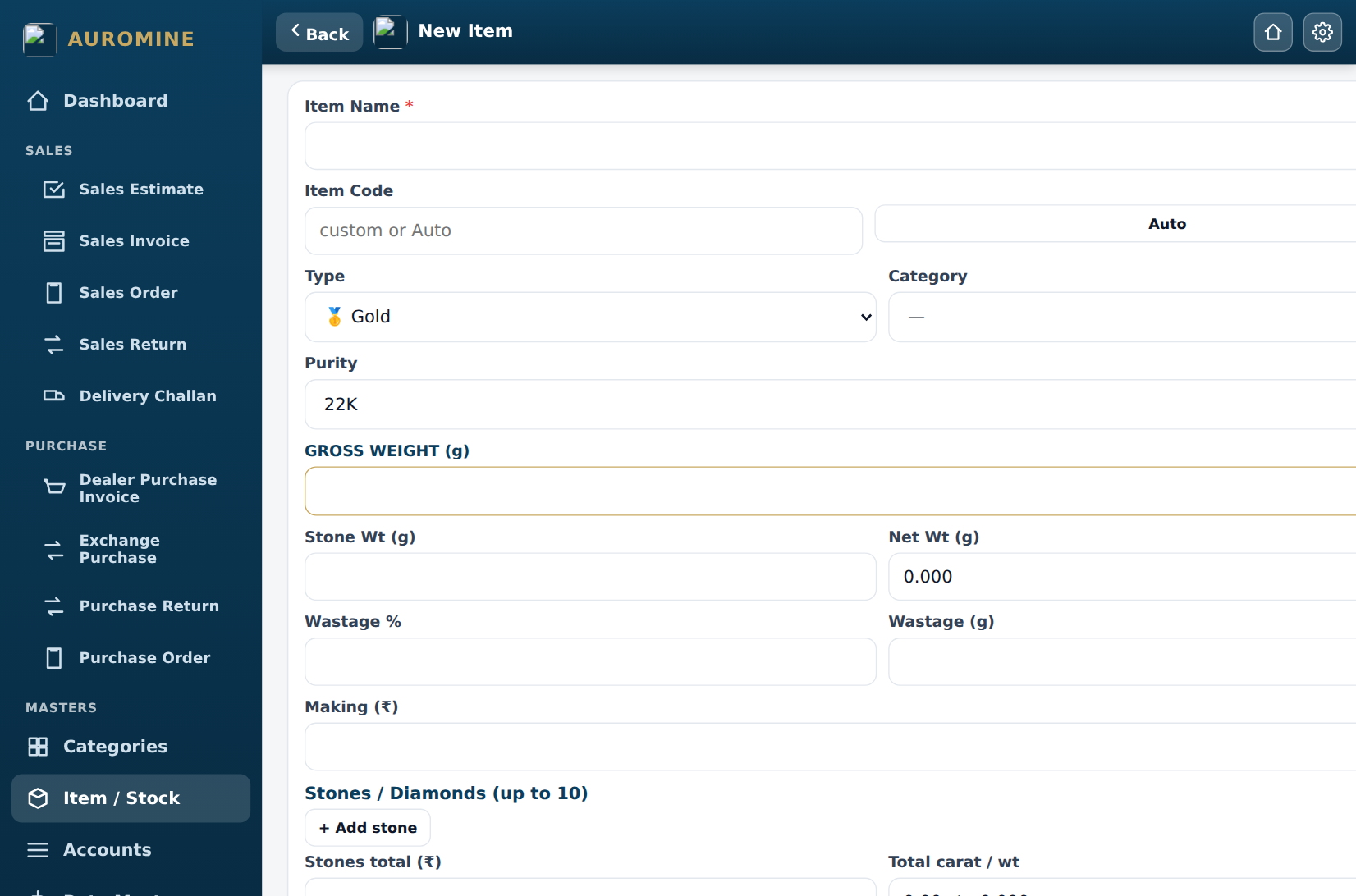 Item form