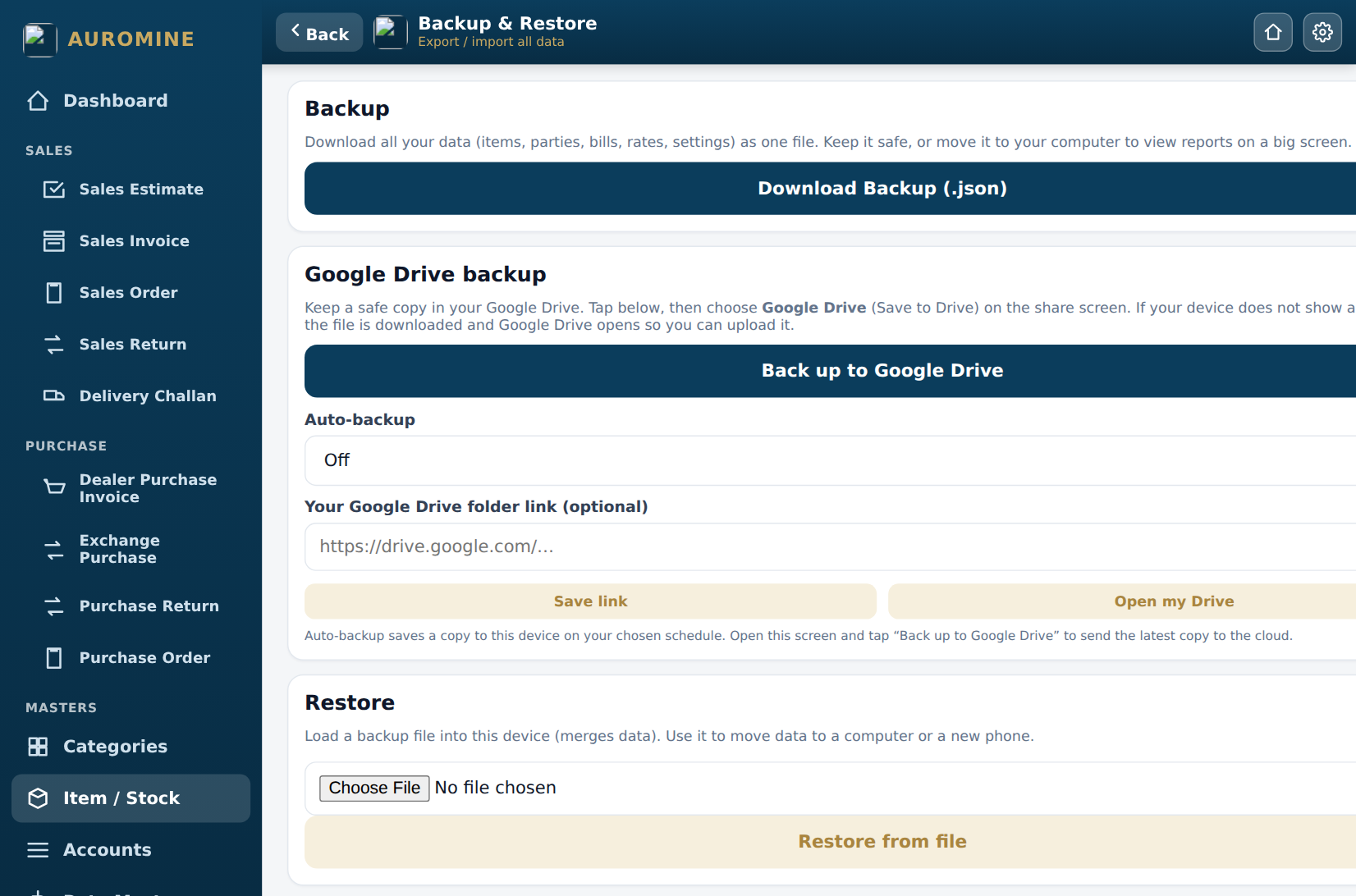 Backup and restore