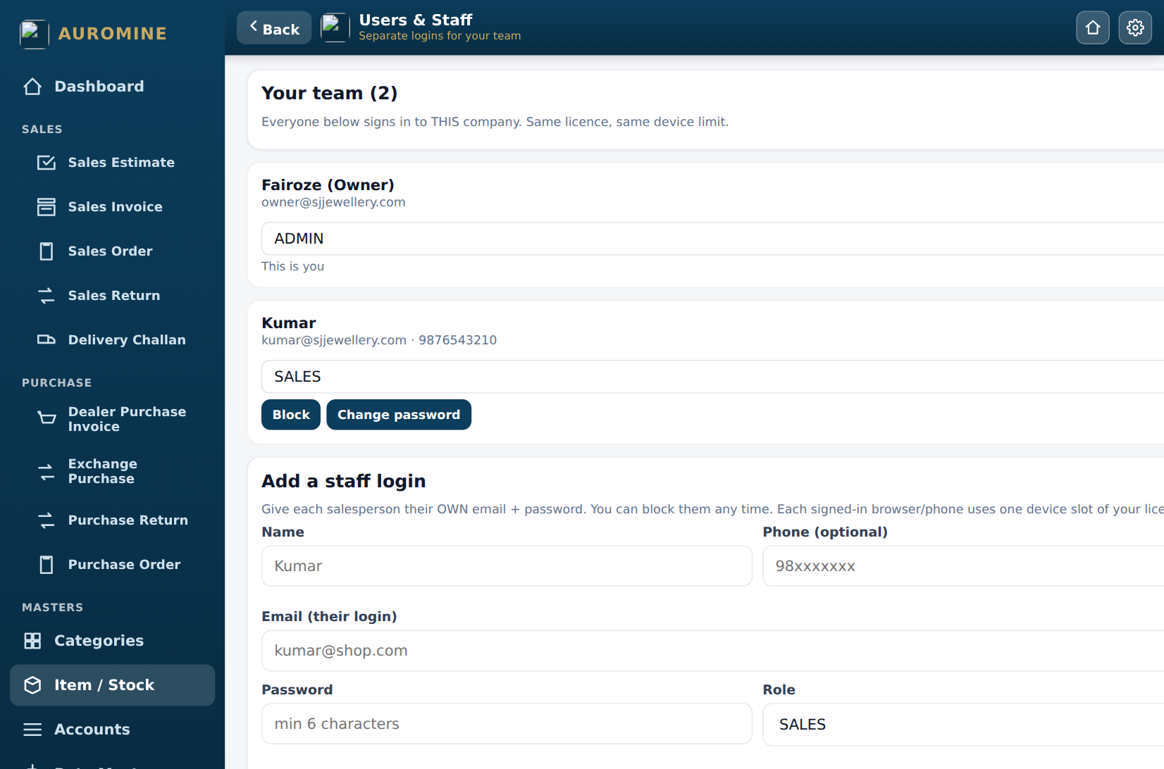 Users and staff