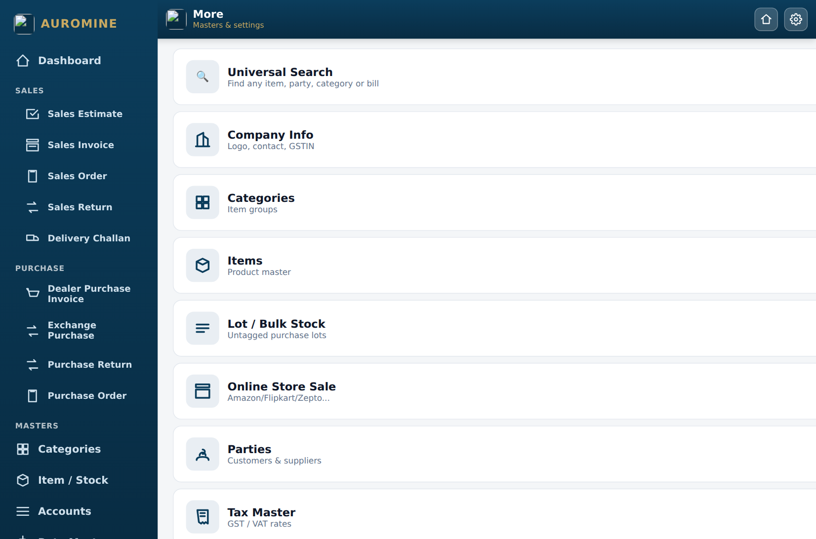 Settings and More
